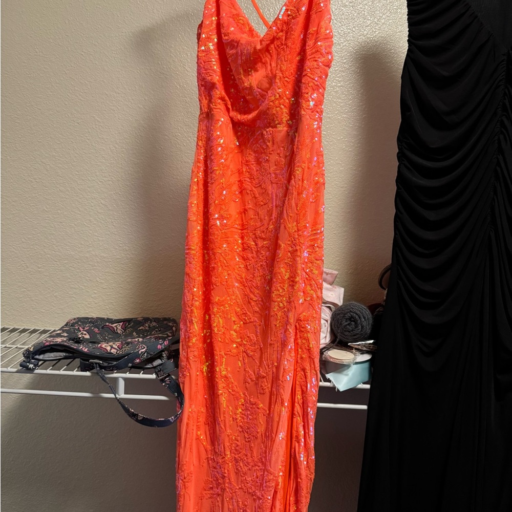 Elegant Orange Sequin Dress